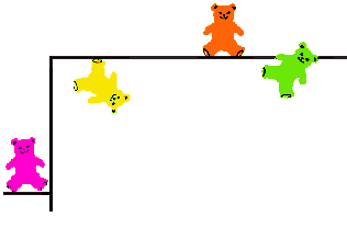 Colorbears doing gymnastics