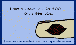 I am a peach pit tattoo on a big toe.